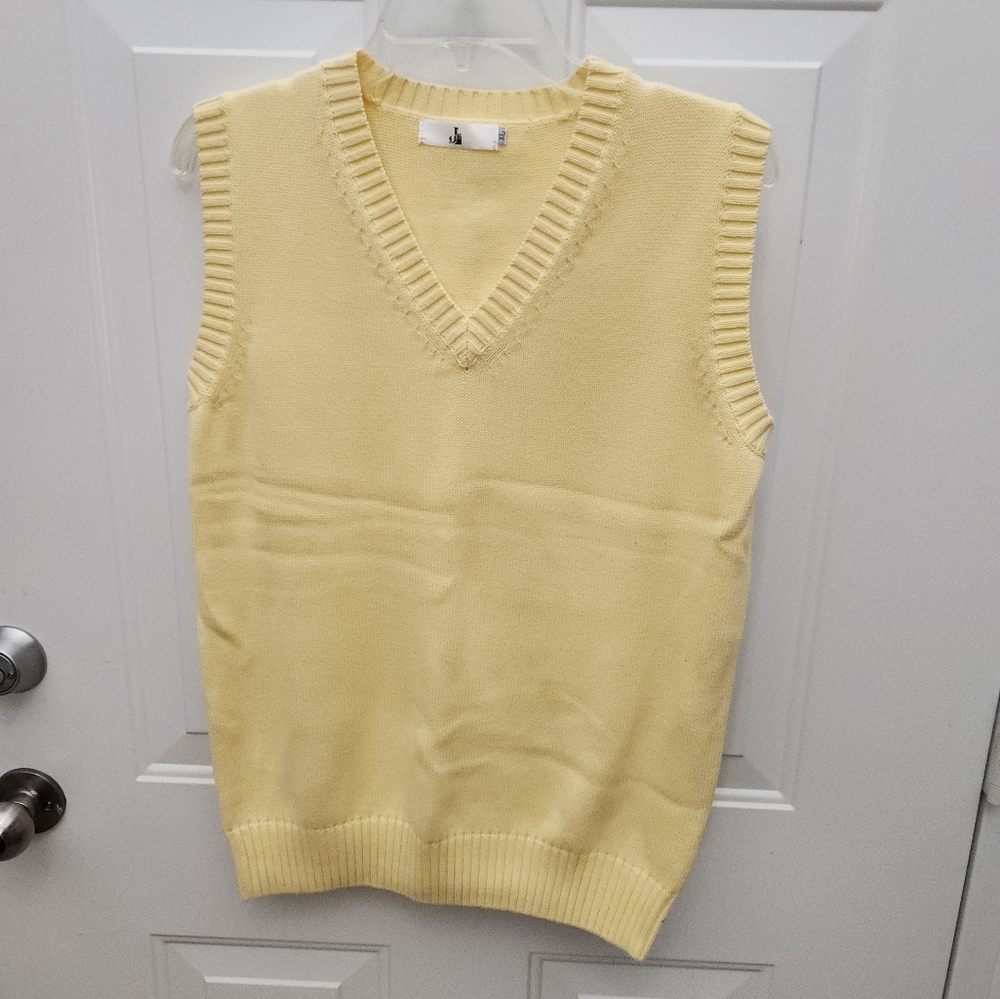 Men Women JK Uniform Knitted Cotton V-Neck Vest‎ Sleeveless Pullover  Size XL